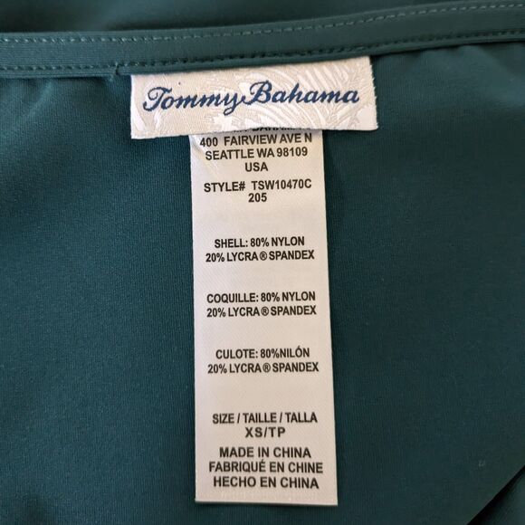 Tommy Bahama Rash Guard XS Green Twist Front 3/4-Sleeve UPF50 Vacation Beach - Picture 3 of 5
